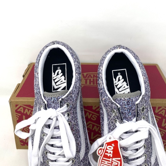 VANS Women's Size 6 VN0A5KRF8E5 OLD SKOOL SHINY PARTY Silver Canvas Low Sneakers - Picture 5 of 11